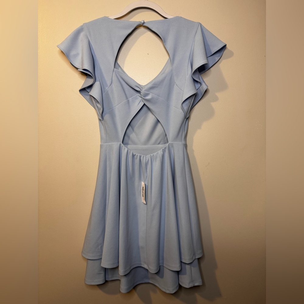 NWT Next Up light Blue Backless Dress with Ruffles - Picture 3 of 10